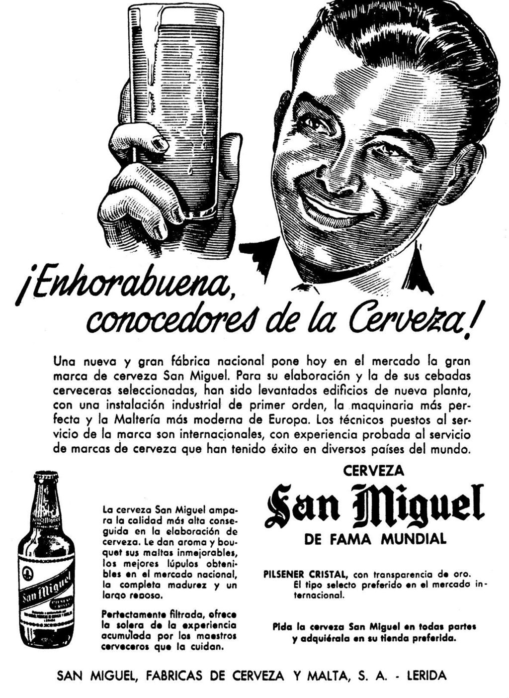 CARTEL SAN MIGUEL CONOCEDORES DE LA CERVEZA.