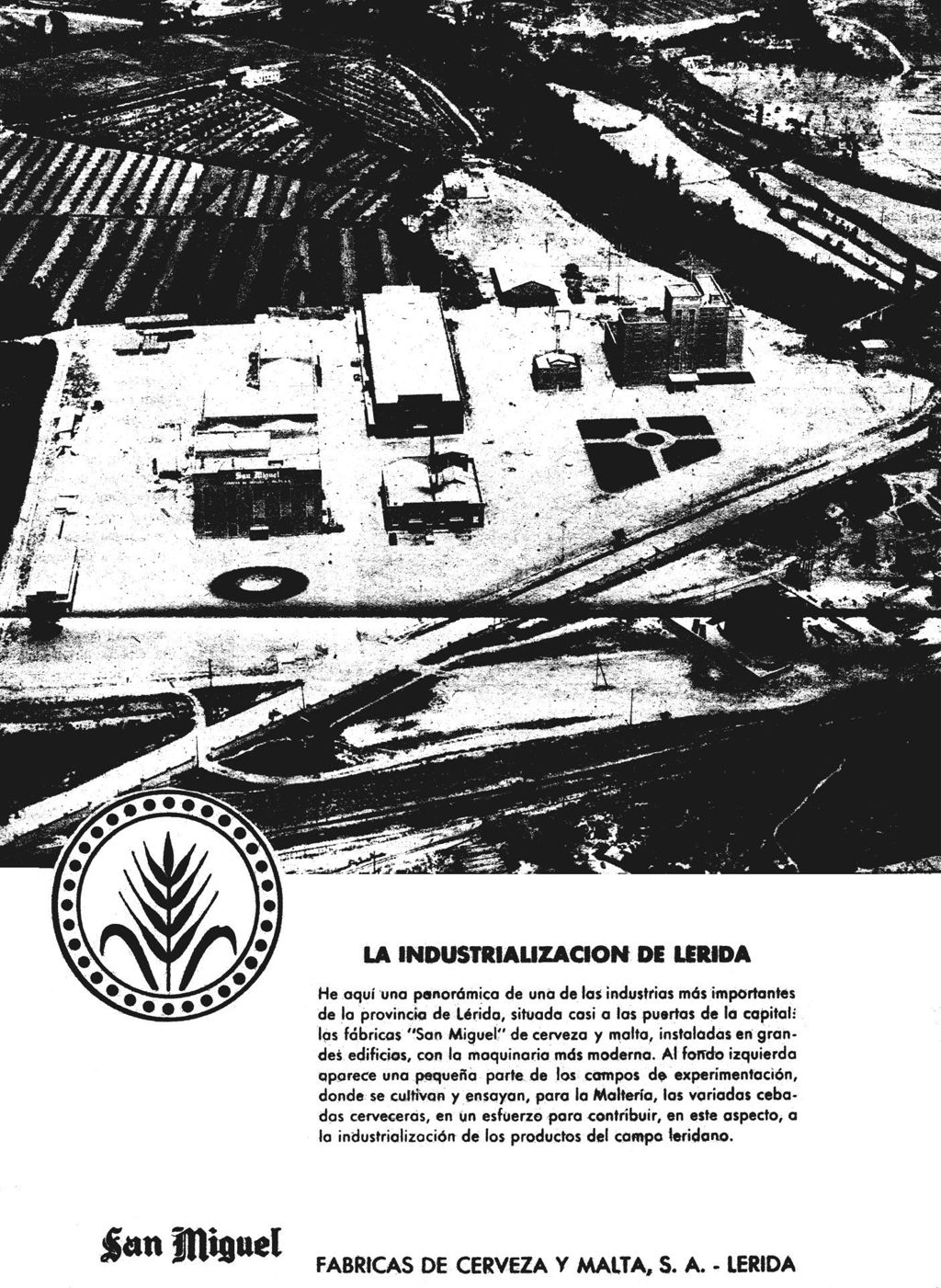 CARTEL SAN MIGUEL CON IMAGEN DE FABRICA EN CONSTRUCCION.