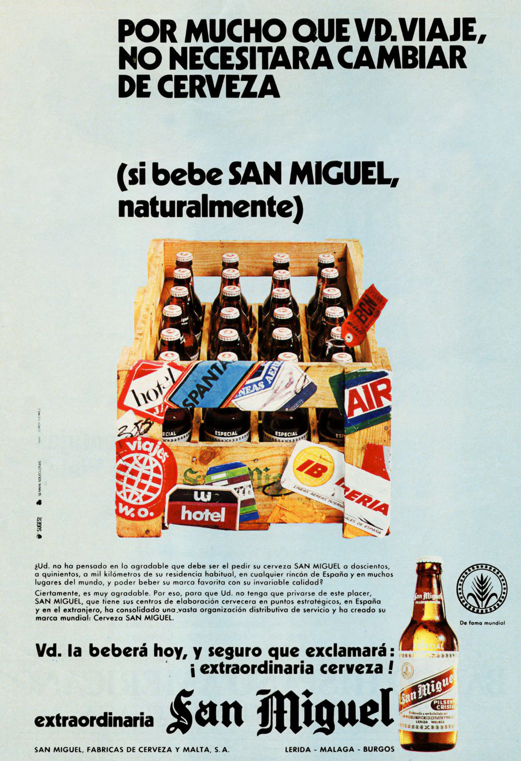 PUBLICIDAD CON IMAGEN DE SAN MIGUEL VIAJERA INTERNACIONAL.