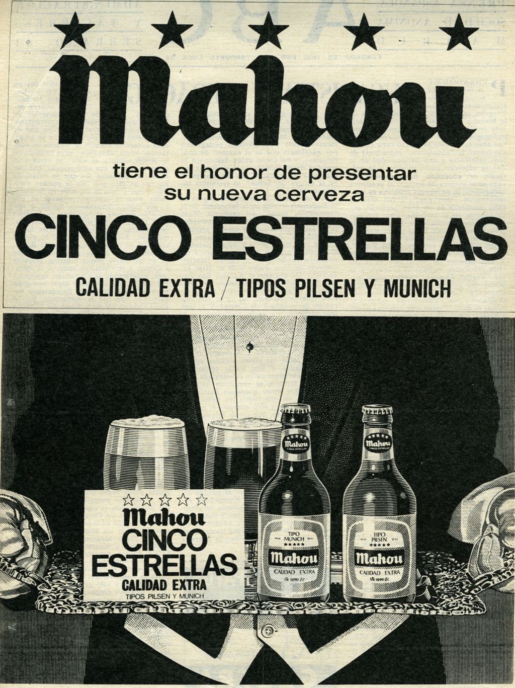 PUBLICIDAD EN PRENSA MAHOU 5 ESTRELLAS.